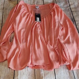 Worthington Coral Wrap-Front Blouse